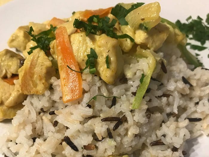 Rodajas de pavo con arroz